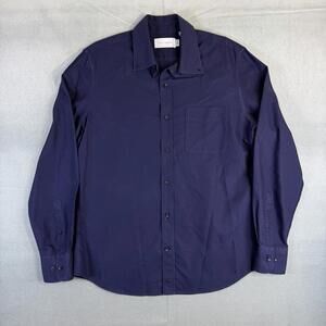 Mott & Bow Shirt Mens Large Navy Blue Oxford Button Down Long Sleeve